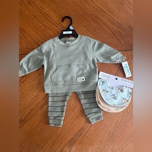 Carter's Olive Green Baby Outfit with Bibs